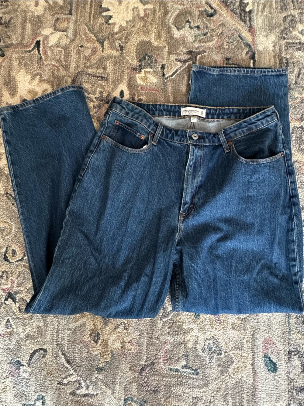 NEW Abercrombie & Fitch 90s relaxed high rise Jean Indigo Straight Leg Jeans